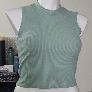 Sea green sleeveless crop top.